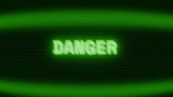 gammal grön skärm som visar text fara visas i slumpmässig tekniskt fel och kodning stil video