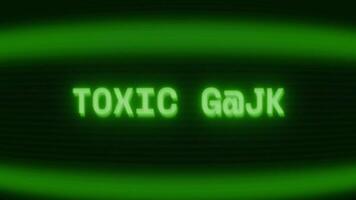 gammal grön crt skärm som visar text toxisk gas visas i slumpmässig tekniskt fel och kodning stil video