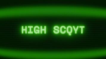 gammal grön crt skärm som visar text hög Göra visas i slumpmässig tekniskt fel och kodning stil video