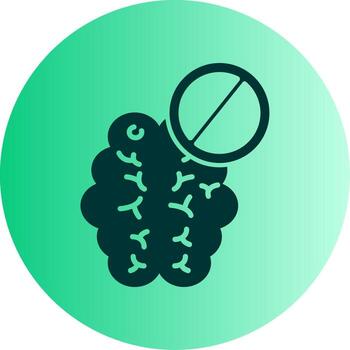 cerebro no trabajando glifo degradado doble tono circulo vector