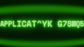 antiguo verde crt pantalla demostración texto solicitud cerrado apareciendo en aleatorio falla y codificación estilo video