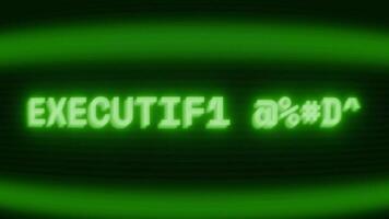 gammal grön crt skärm som visar text verkställande beställa visas i slumpmässig tekniskt fel och kodning stil video