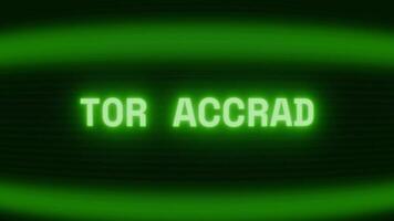 vecchio verde crt schermo mostrando testo tor accesso apparendo nel casuale problema tecnico e codifica stile video