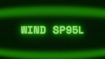 antiguo verde crt pantalla demostración texto viento velocidad apareciendo en aleatorio falla y codificación estilo video