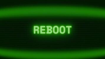 gammal grön crt skärm som visar text starta om visas i slumpmässig tekniskt fel och kodning stil video