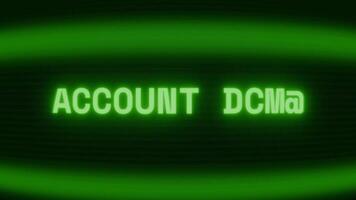 gammal grön crt skärm som visar text konto öppen visas i slumpmässig tekniskt fel och kodning stil video