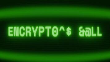 gammal grön crt skärm som visar text kryptering misslyckas visas i slumpmässig tekniskt fel och kodning stil video