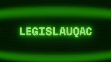 velho verde televisão tela mostrando texto legislação aparecendo dentro aleatória falha e codificação estilo video
