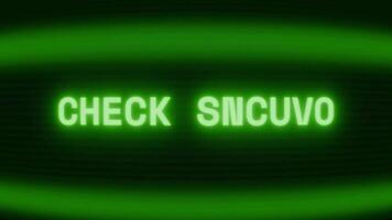 gammal grön crt skärm som visar text kolla upp status visas i slumpmässig tekniskt fel och kodning stil video