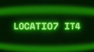 gammal grön TV skärm som visar text plats av visas i slumpmässig tekniskt fel och kodning stil video