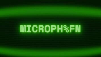 gammal grön crt skärm som visar text mikrofon visas i slumpmässig tekniskt fel och kodning stil video
