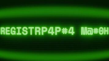 velho verde crt tela mostrando texto cadastro fechar aparecendo dentro aleatória falha e codificação estilo video