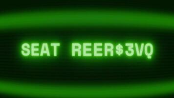 alt Grün crt Bildschirm zeigen Text Sitz reserviert erscheint im zufällig Panne und Codierung Stil video