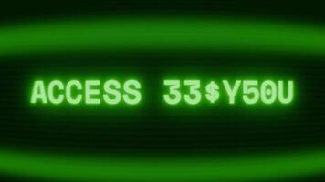 velho verde crt tela mostrando texto Acesso concedido aparecendo dentro aleatória falha e codificação estilo video