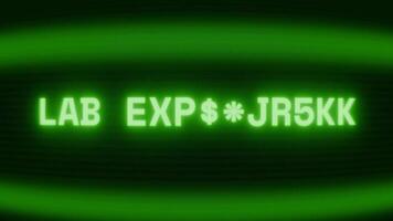 alt Grün crt Bildschirm zeigen Text Labor Experiment erscheint im zufällig Panne und Codierung Stil video