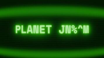 gammal grön crt skärm som visar text planet bana visas i slumpmässig tekniskt fel och kodning stil video