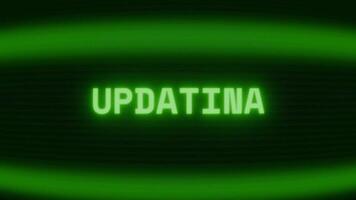 gammal grön crt skärm som visar text uppdatering visas i slumpmässig tekniskt fel och kodning stil video