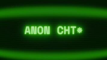 velho verde crt tela mostrando texto anon bate-papo aparecendo dentro aleatória falha e codificação estilo video