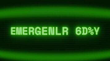 vieux vert écran montrant texte urgence sortie apparaissant dans Aléatoire pépin et codage style video