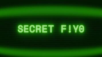 gammal grön crt skärm som visar text hemlighet dörr visas i slumpmässig tekniskt fel och kodning stil video