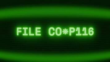 antiguo verde crt pantalla demostración texto archivo corrupto apareciendo en aleatorio falla y codificación estilo video