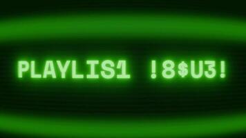 vecchio verde crt schermo mostrando testo elenco di riproduzione aggiornare apparendo nel casuale problema tecnico e codifica stile video