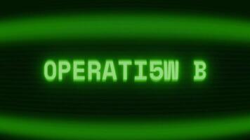 gammal grön crt skärm som visar text drift x visas i slumpmässig tekniskt fel och kodning stil video