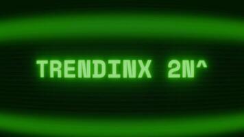gammal grön crt skärm som visar text trender nu visas i slumpmässig tekniskt fel och kodning stil video