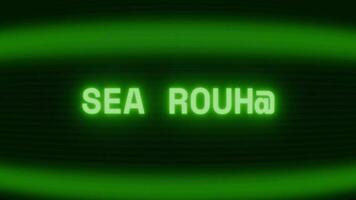 gammal grön crt skärm som visar text hav rutt visas i slumpmässig tekniskt fel och kodning stil video