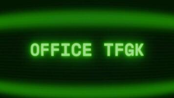 gammal grön crt skärm som visar text kontor PM visas i slumpmässig tekniskt fel och kodning stil video