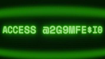 gammal grön crt skärm som visar text tillgång begränsad visas i slumpmässig tekniskt fel och kodning stil video