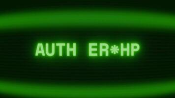 alt Grün crt Bildschirm zeigen Text Authentifizierung Error erscheint im zufällig Panne und Codierung Stil video