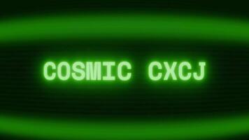 velho verde crt tela mostrando texto cósmico poeira aparecendo dentro aleatória falha e codificação estilo video