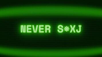 vecchio verde crt schermo mostrando testo mai fermare apparendo nel casuale problema tecnico e codifica stile video