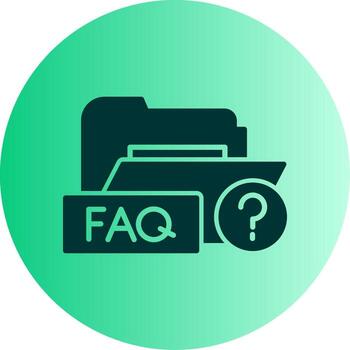 Preguntas más frecuentes ayuda carpeta glifo degradado doble tono circulo vector