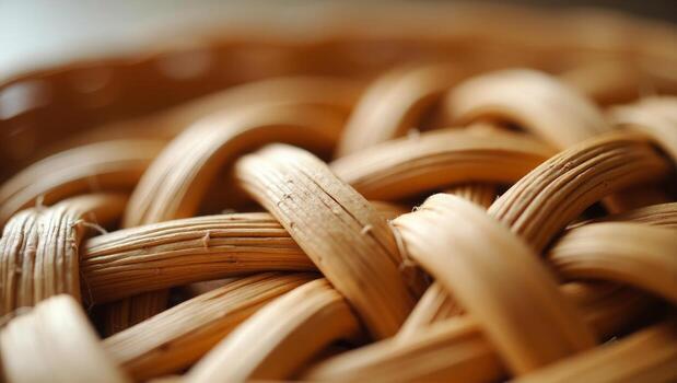Closeup Light Brown Woven Wicker Texture background photo