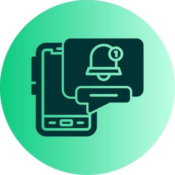 Push Notification Alert Glyph Gradient Dual Tone Circle vector