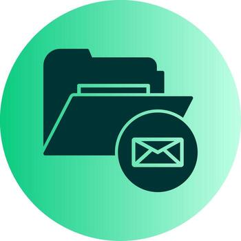 correo electrónico bandeja de entrada carpeta glifo degradado doble tono circulo vector