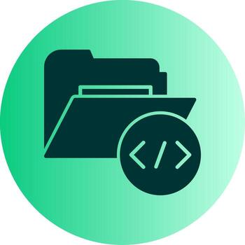 código fuente carpeta glifo degradado doble tono circulo vector