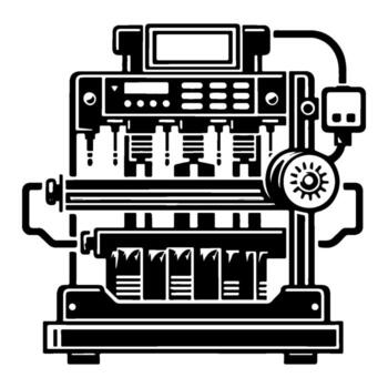 Industrial machine for manufacturing processes and automation. vector