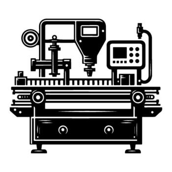 Industrial machine for automated production process in factory. vector