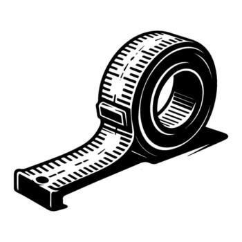 Tape measure tool for precise measurement of length and size. vector