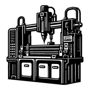 CNC Machine - Precision Engineering and Manufacturing Technology. vector