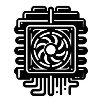 Computer CPU Cooling System Fan and Heat Sink. vector