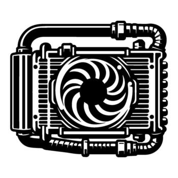 Computer liquid cooling system with fan and radiator design. vector