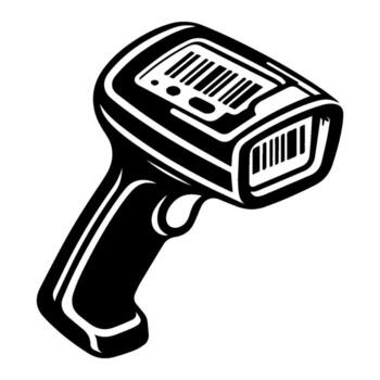 Barcode scanner device for quick product identification and tracking. vector