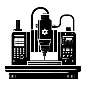 CNC Machine - Precision Engineering, and Manufacturing Technology. vector