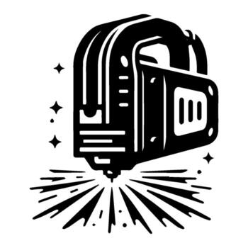 Industrial welding machine in action creating sparks and precision. vector