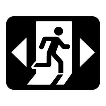 Emergency exit sign indicating direction and safety procedures. vector