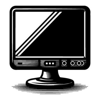 computadora monitor monitor pantalla tecnología dispositivo negro y blanco. vector